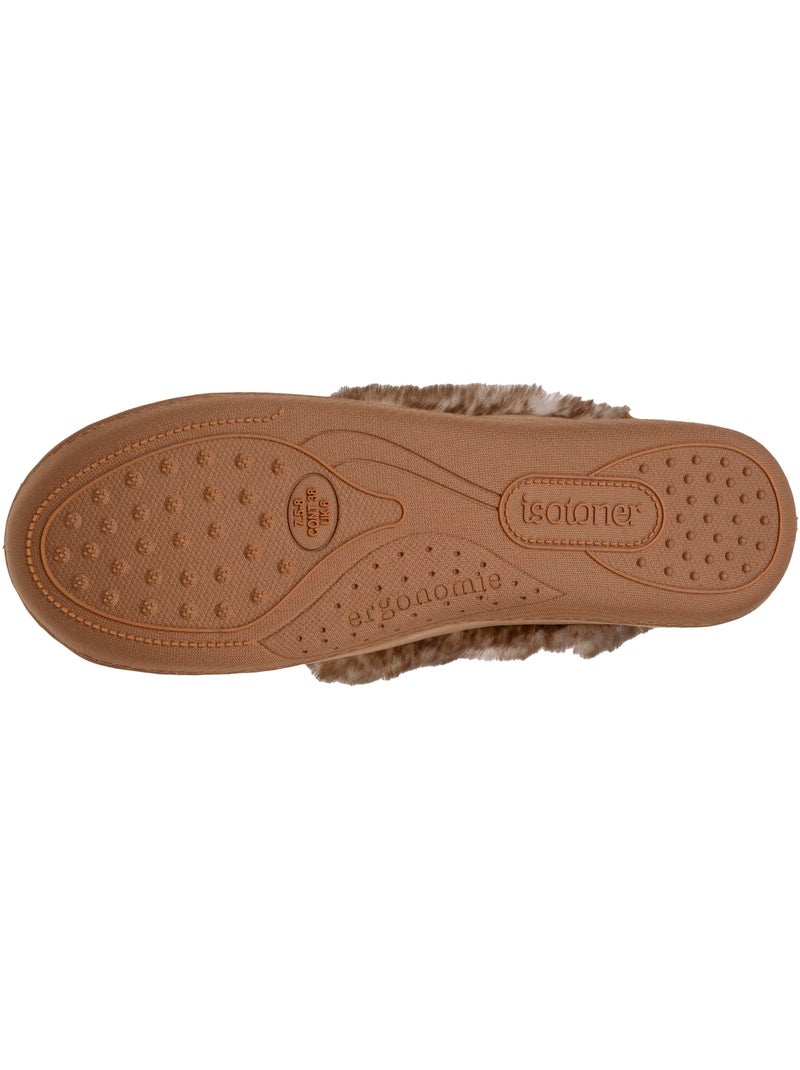 Chaussons charentaises semelle ergonomique confort, chauds femme isotoner Camel - Kiabi