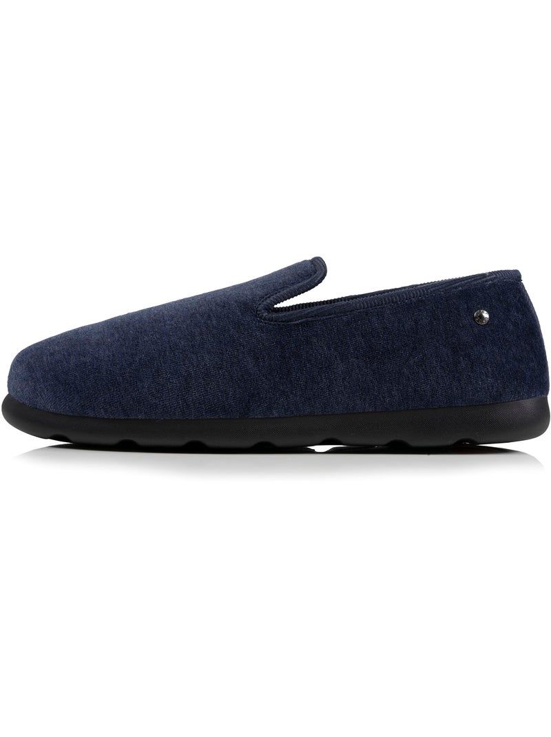 Chaussons charentaises souples en velours, ultra confortables homme Bleu marine - Kiabi