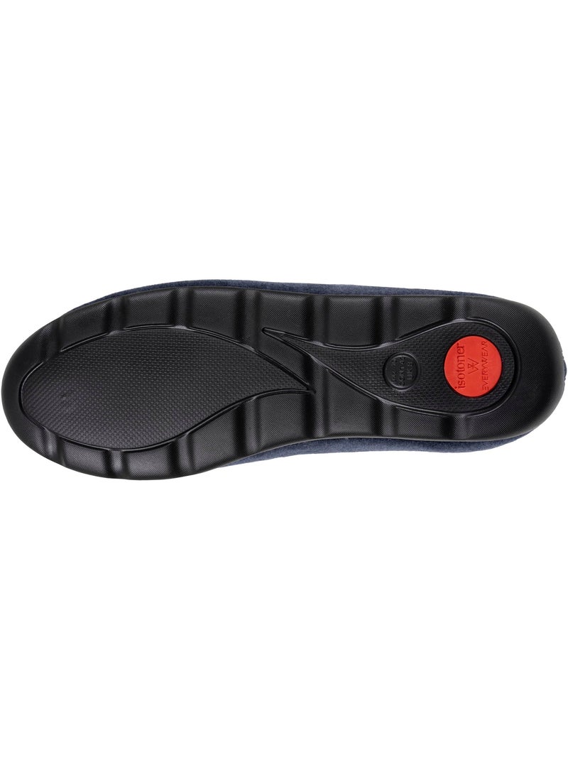 Chaussons charentaises souples en velours, ultra confortables homme Isotoner Bleu marine - Kiabi