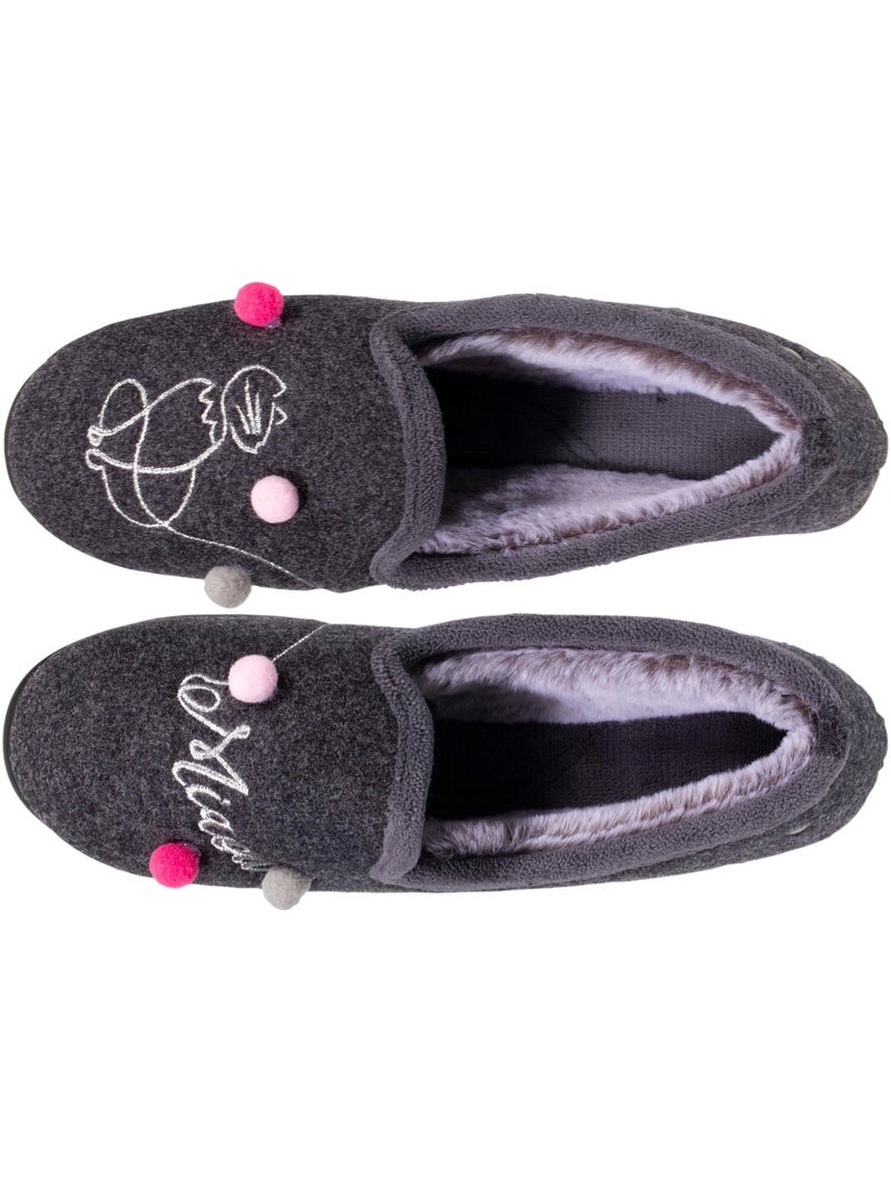 Chaussons charentaises souples, ultra confortables et légers, femme isotoner Gris chiné - Kiabi