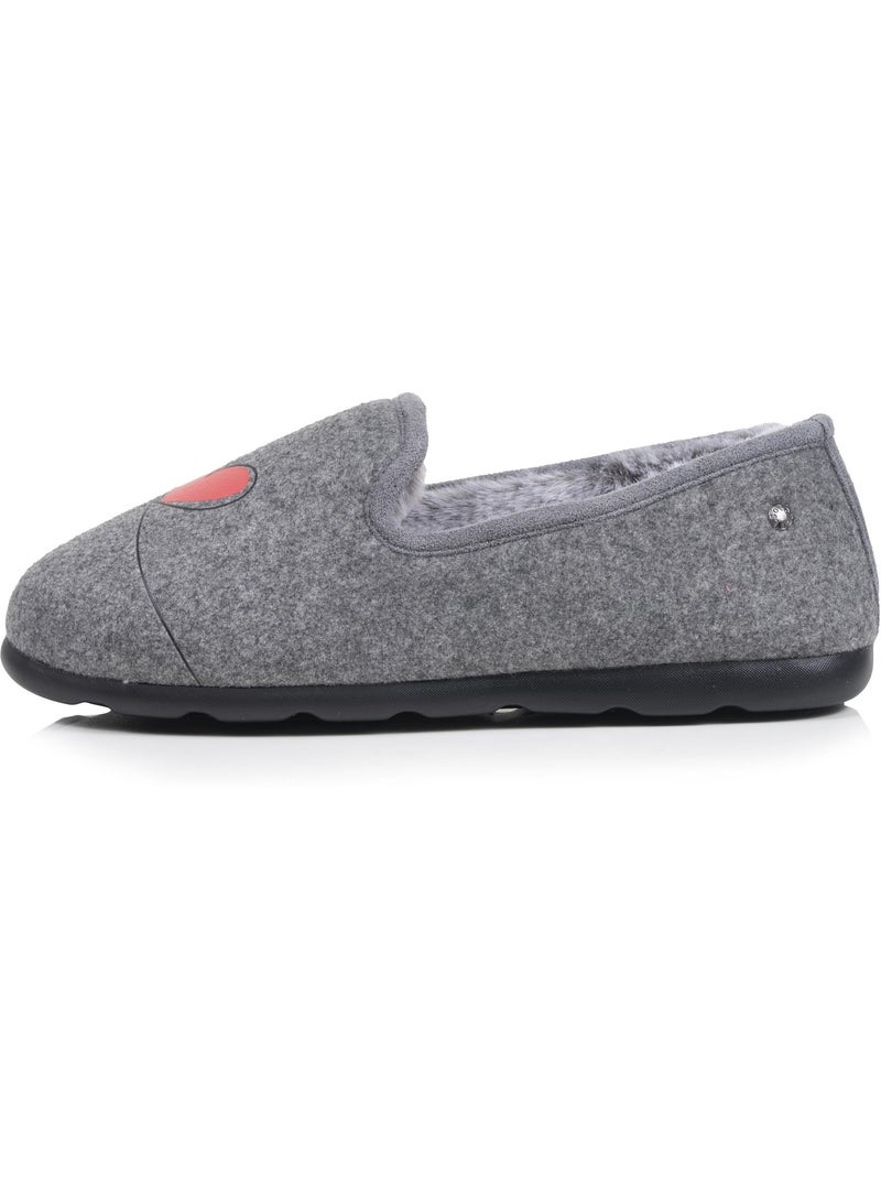 Chaussons charentaises souples, ultra confortables et légers, femme isotoner Gris Rouge - Kiabi