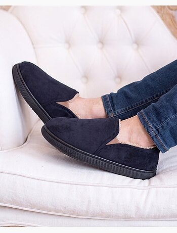 Chaussons charentaises suédine semelle bloup extra confort homme isotoner