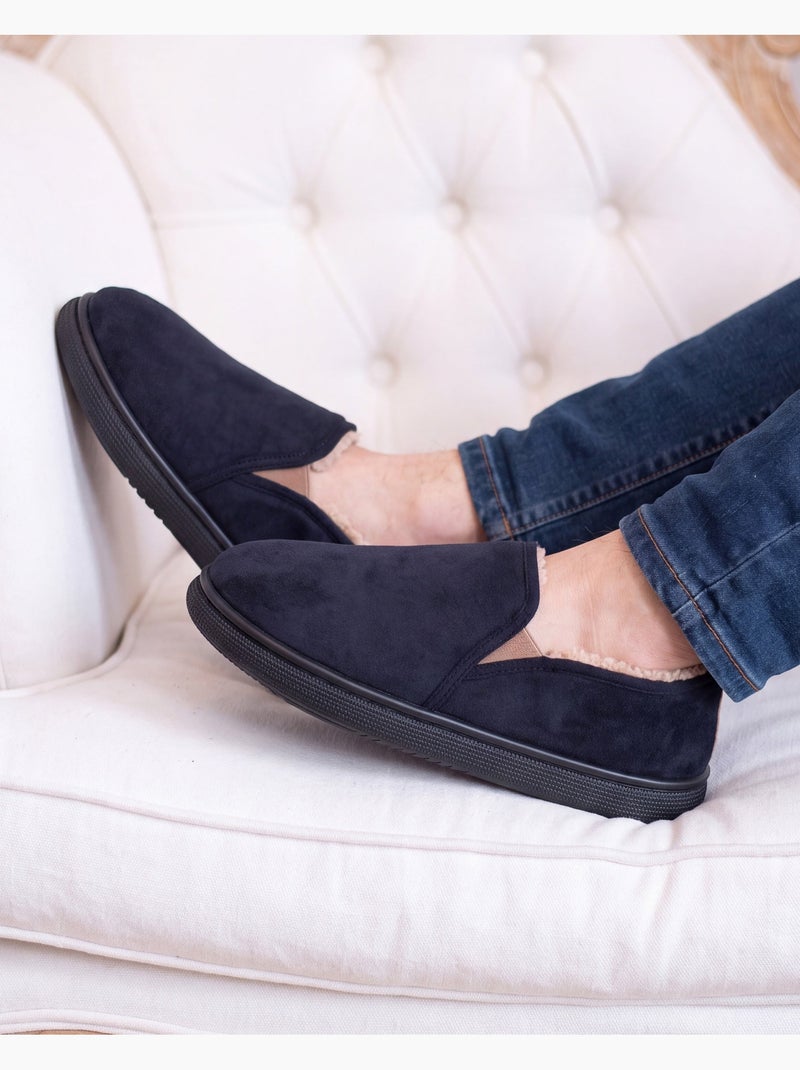 Chaussons charentaises suédine semelle bloup extra confort homme Noir - Kiabi