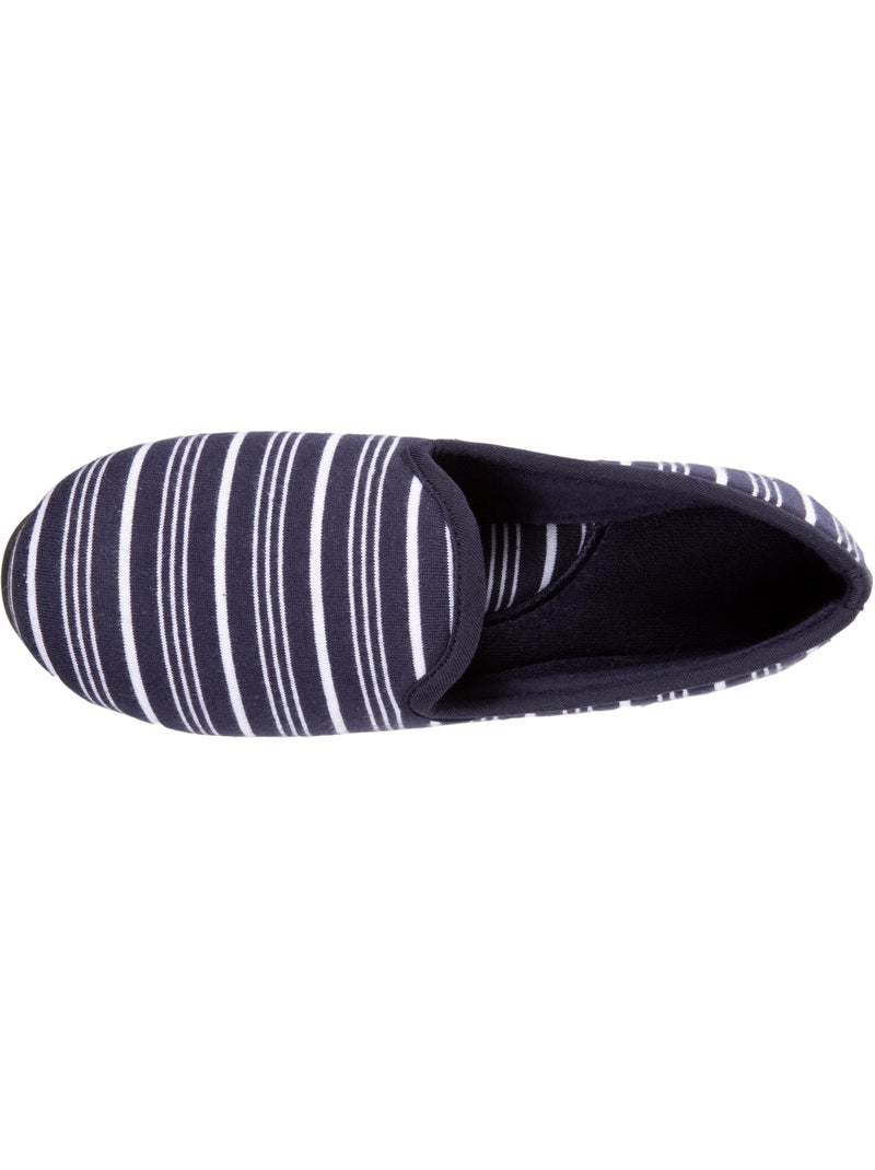 Chaussons charentaises très confortables, en jersey bio femme isotoner Blanc Bleu - Kiabi