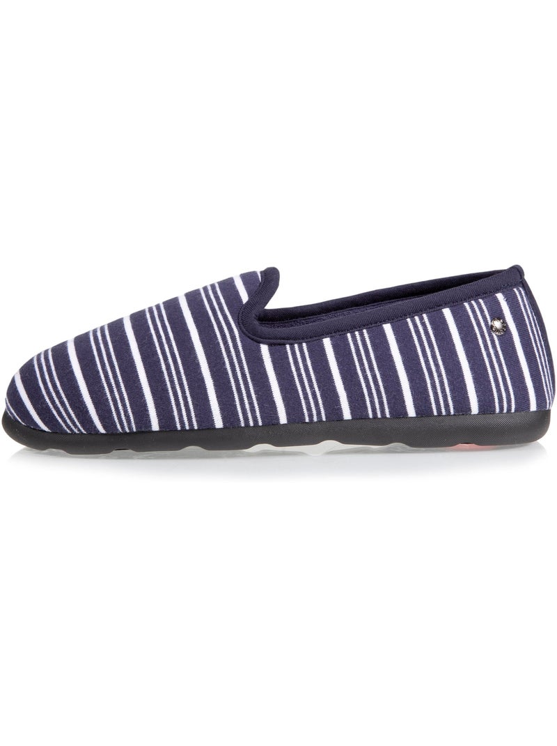 Chaussons charentaises très confortables, en jersey bio femme isotoner Blanc Bleu - Kiabi
