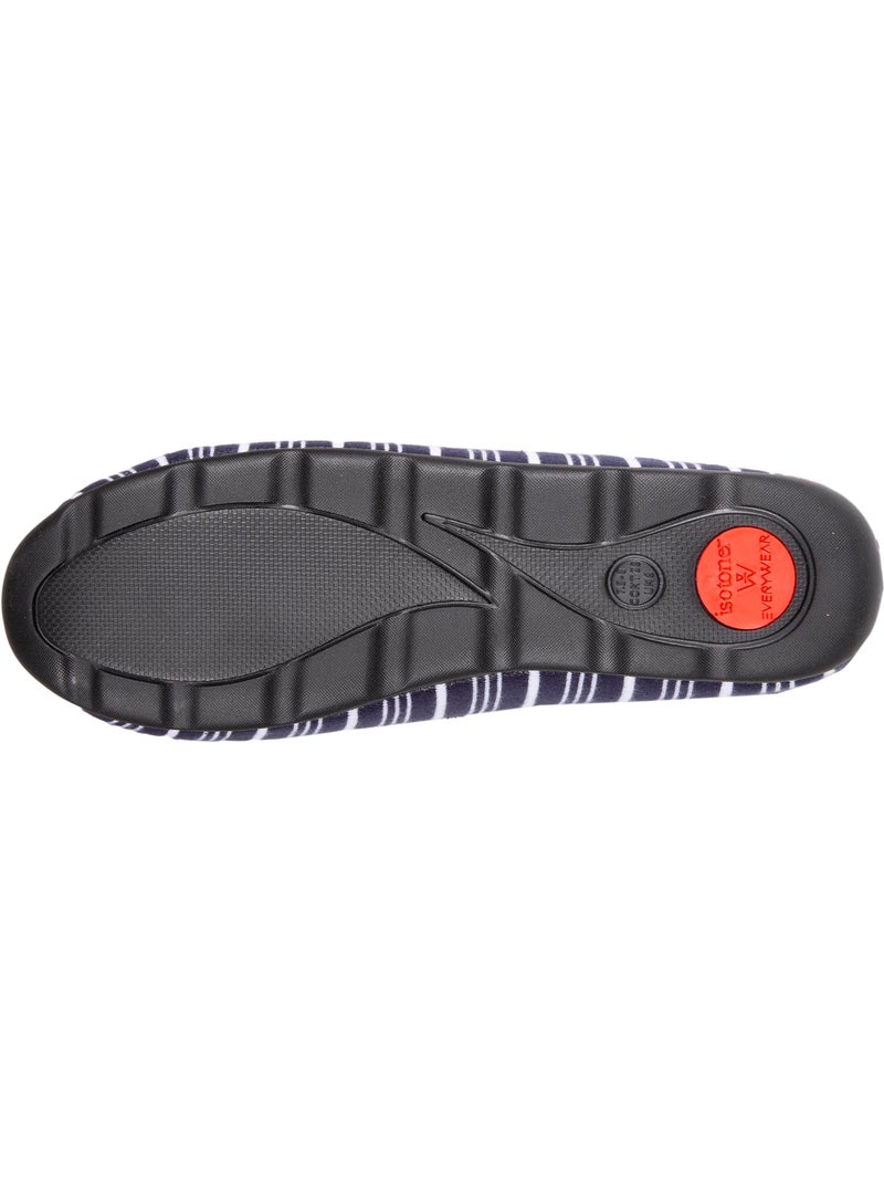 Chaussons charentaises très confortables, en jersey bio femme isotoner Blanc Bleu - Kiabi