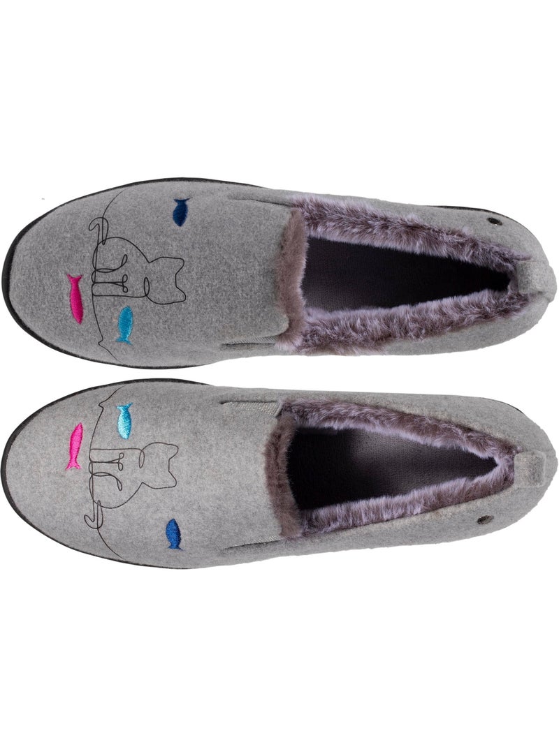 Chaussons charentaises ultra confortables et légères, faciles à femme isotoner Gris chiné - Kiabi
