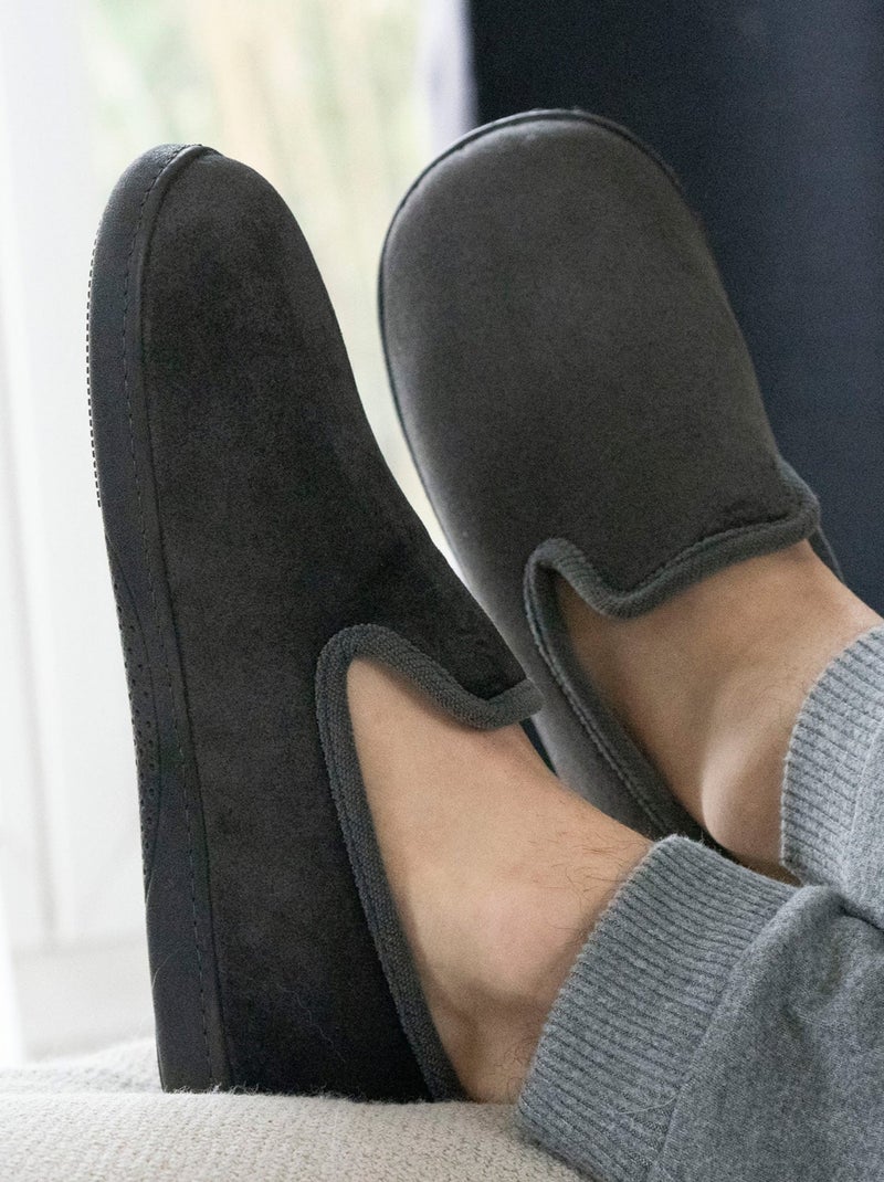 Chaussons charentaises ultra confortables semelle à mémoire de forme homme Isotoner Kaki - Kiabi