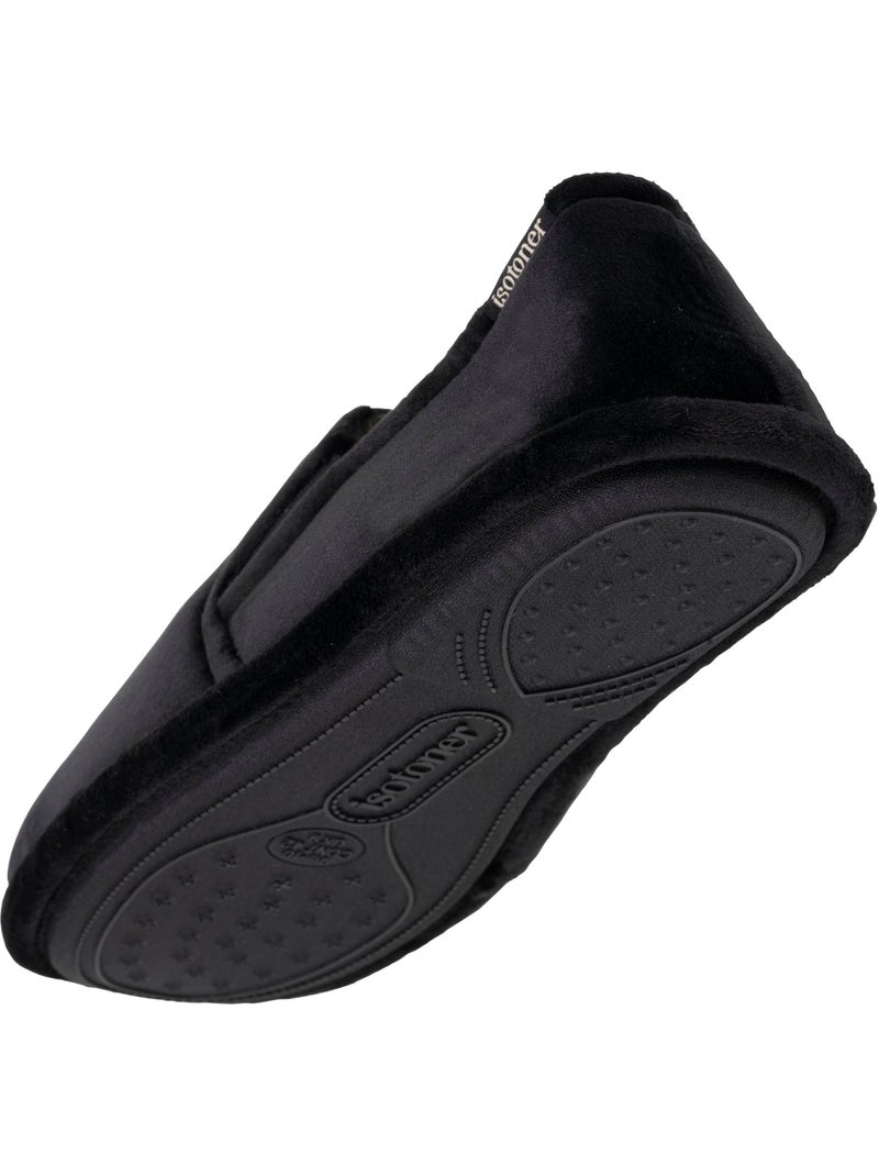 Chaussons charentaises velours doux, sans-gêne, maintien le homme Isotoner Noir Marron - Kiabi