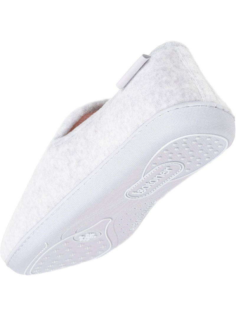 Chaussons charentaises velours semelle ergonomique mousse à femme Isotoner Gris chiné - Kiabi