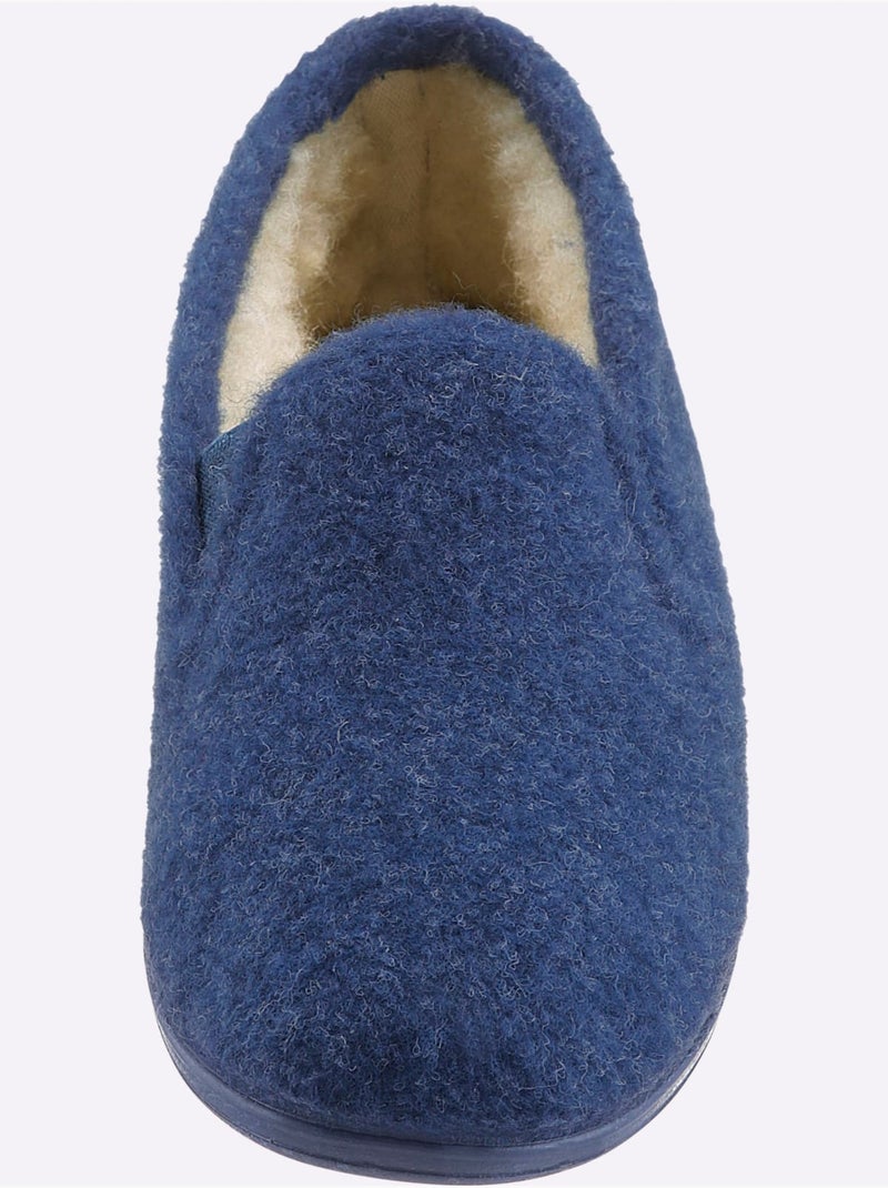 Chaussons chauds en feutre avec intérieur en laine et semelle en caoutchouc - taille standard - witt Bleu - Kiabi