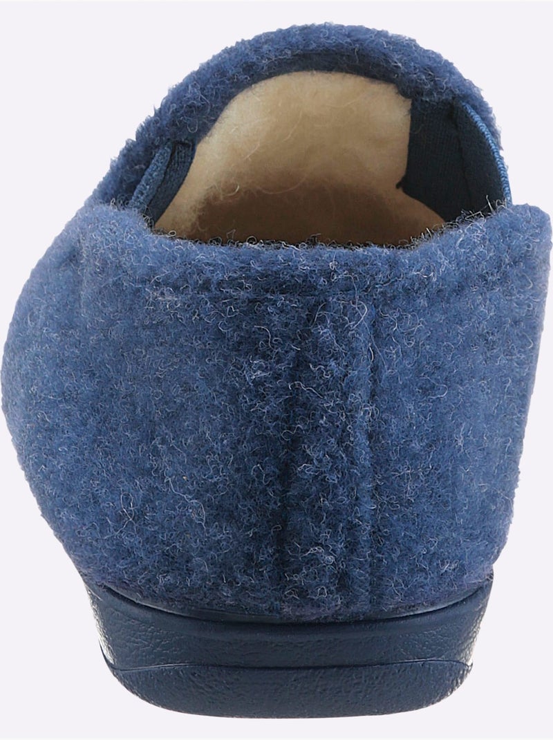Chaussons chauds en feutre avec intérieur en laine et semelle en caoutchouc - taille standard - witt Bleu - Kiabi