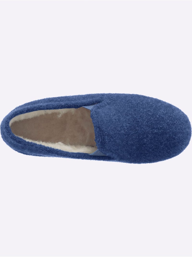 Chaussons chauds en feutre avec intérieur en laine et semelle en caoutchouc - taille standard - witt Bleu - Kiabi