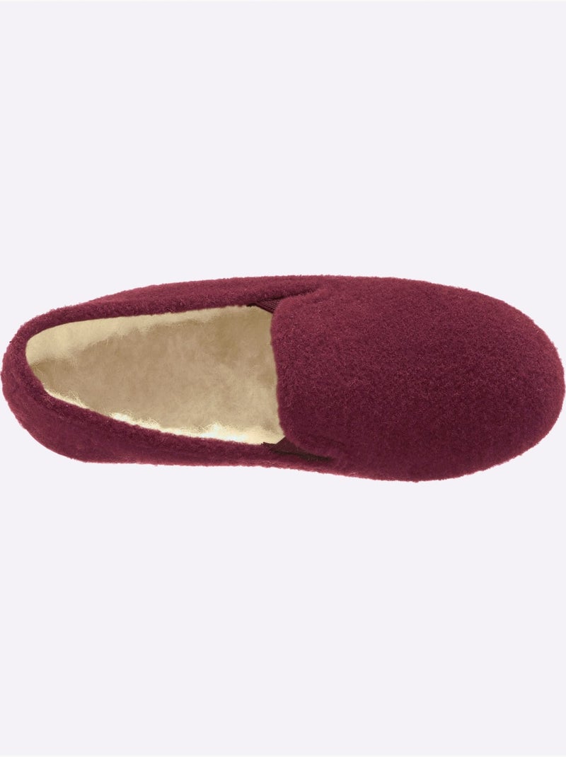 Chaussons chauds en feutre avec intérieur en laine et semelle en caoutchouc - taille standard - witt Bordeaux - Kiabi