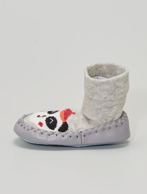 Chaussons chaussettes animal                             gris 
