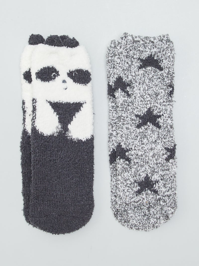 Chaussons chaussettes 'animaux' Gris - Kiabi