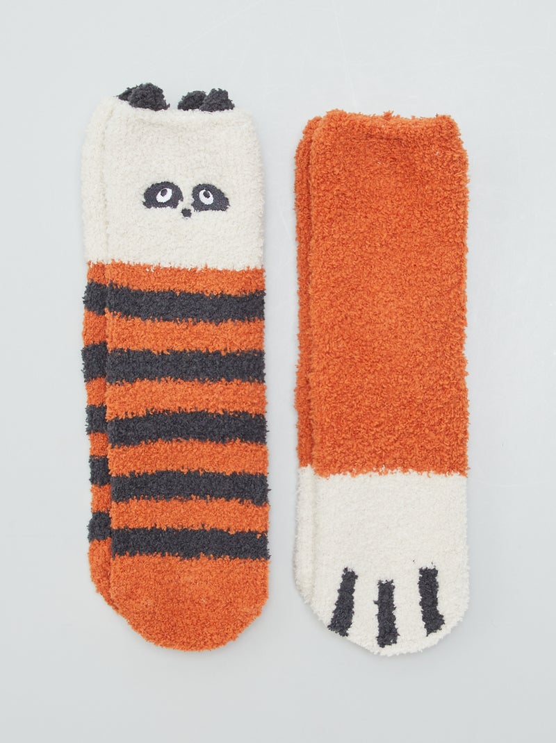 Chaussons chaussettes 'animaux' Marron - Kiabi