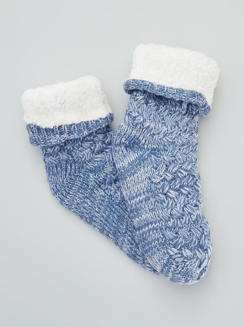 Chaussons chaussettes avec noeud fantaisie bleu - Kiabi