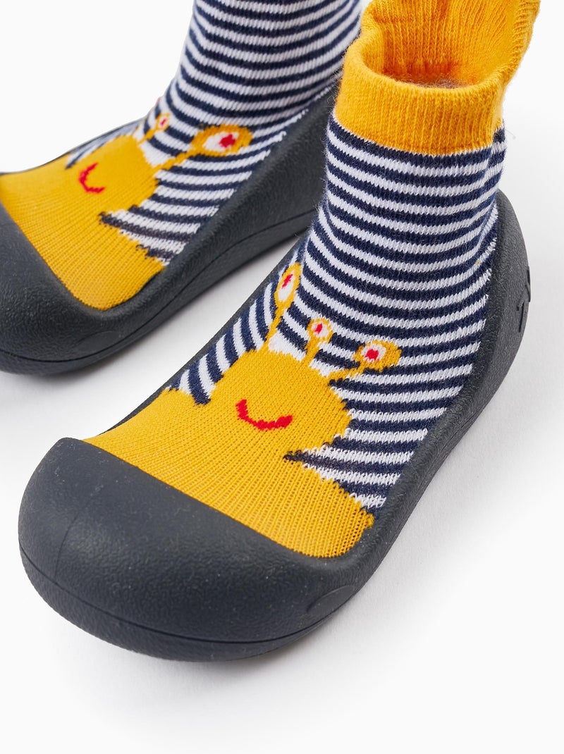 Chaussons-chaussettes avec semelle en caoutchouc pour bébé fille BOUQUETS DES MIMOSAS Blanc - Kiabi