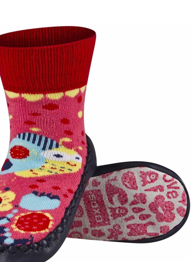 Chaussons chaussettes avec semelle en cuir Rose - Kiabi