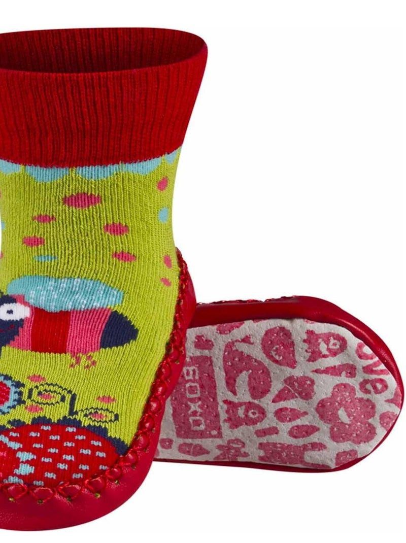Chaussons chaussettes avec semelle en cuir Vert - Kiabi