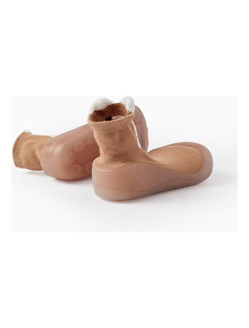 Chaussons chaussettes bébé 0-6 mois toile et tissu  Ourson brun par C2BB,  spécialiste des chaussures/chaussons/chaussettes pour