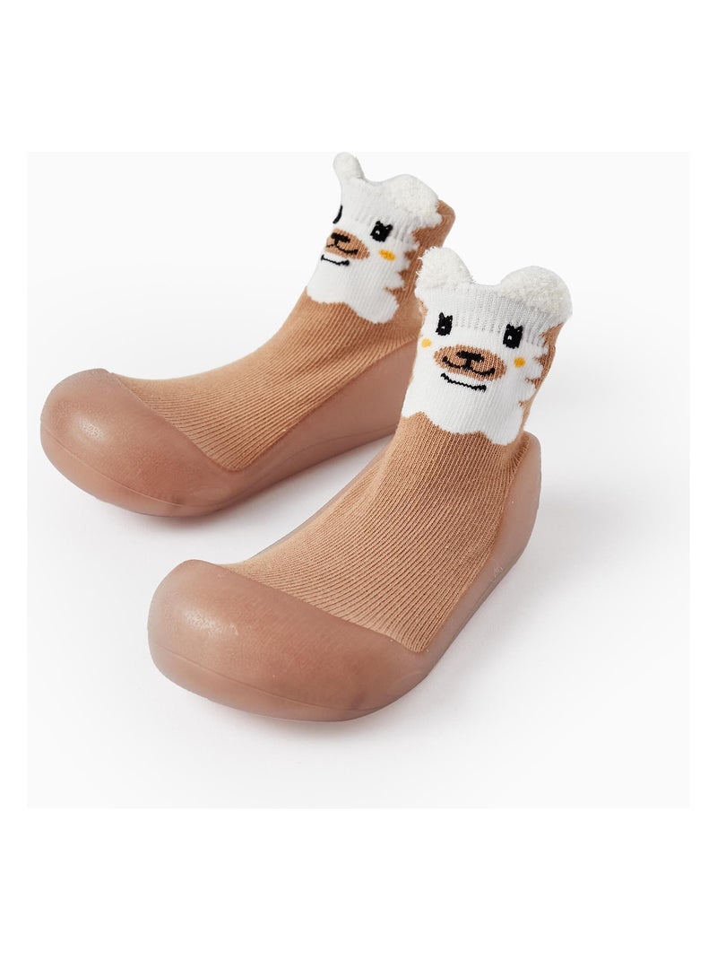 Chaussons-chaussettes avec semelles antidérapantes pour bébé fille 'Ours'   DISCOVER PERU Beige foncé - Kiabi