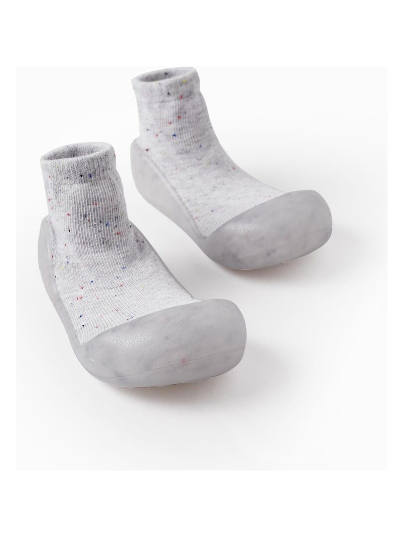 Chaussons chaussettes avec semelles antiderapantes pour bebe garcon ESSENTIALS LINE Gris clair Kiabi nu