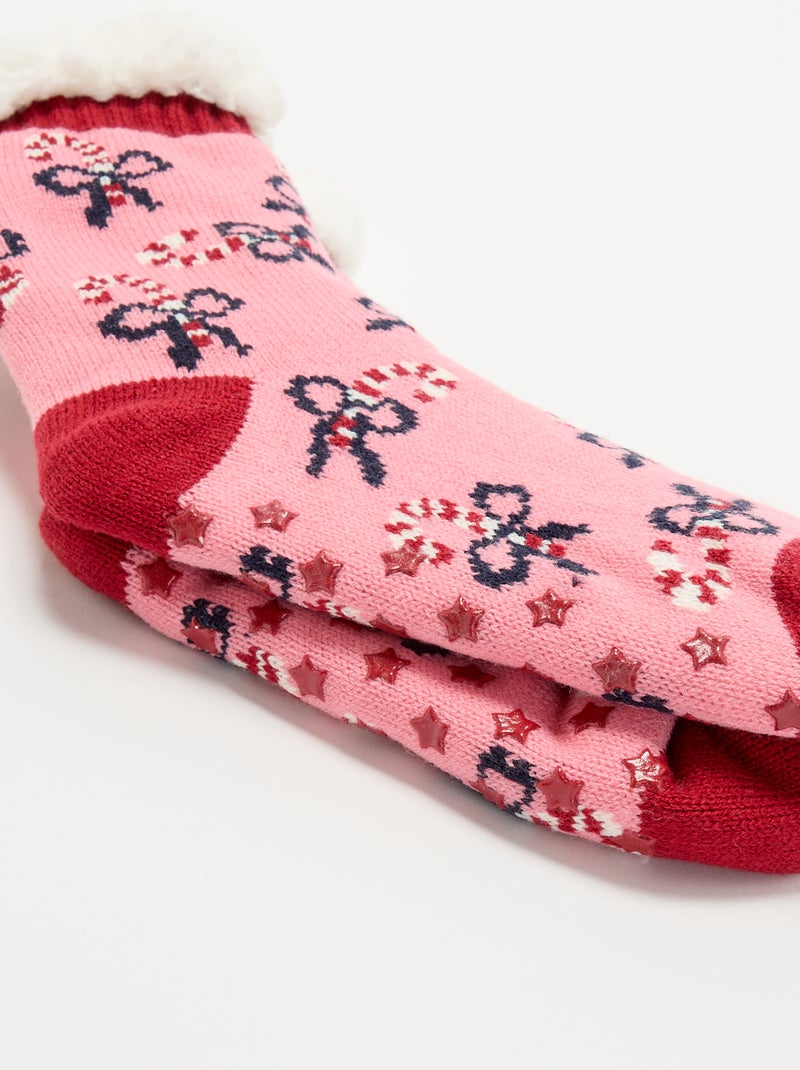Chaussons chaussettes de Noël Rose - Kiabi