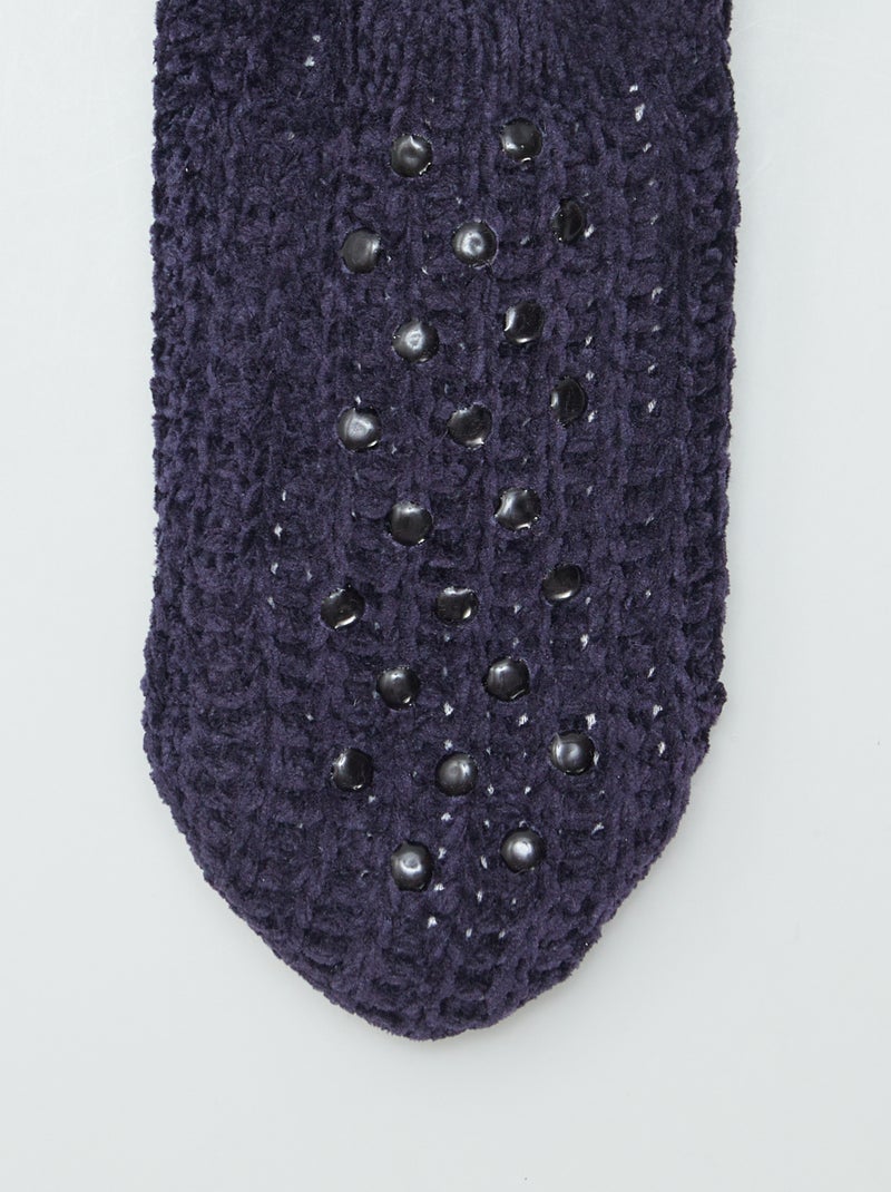 Chaussons chaussettes fourrées Violet - Kiabi
