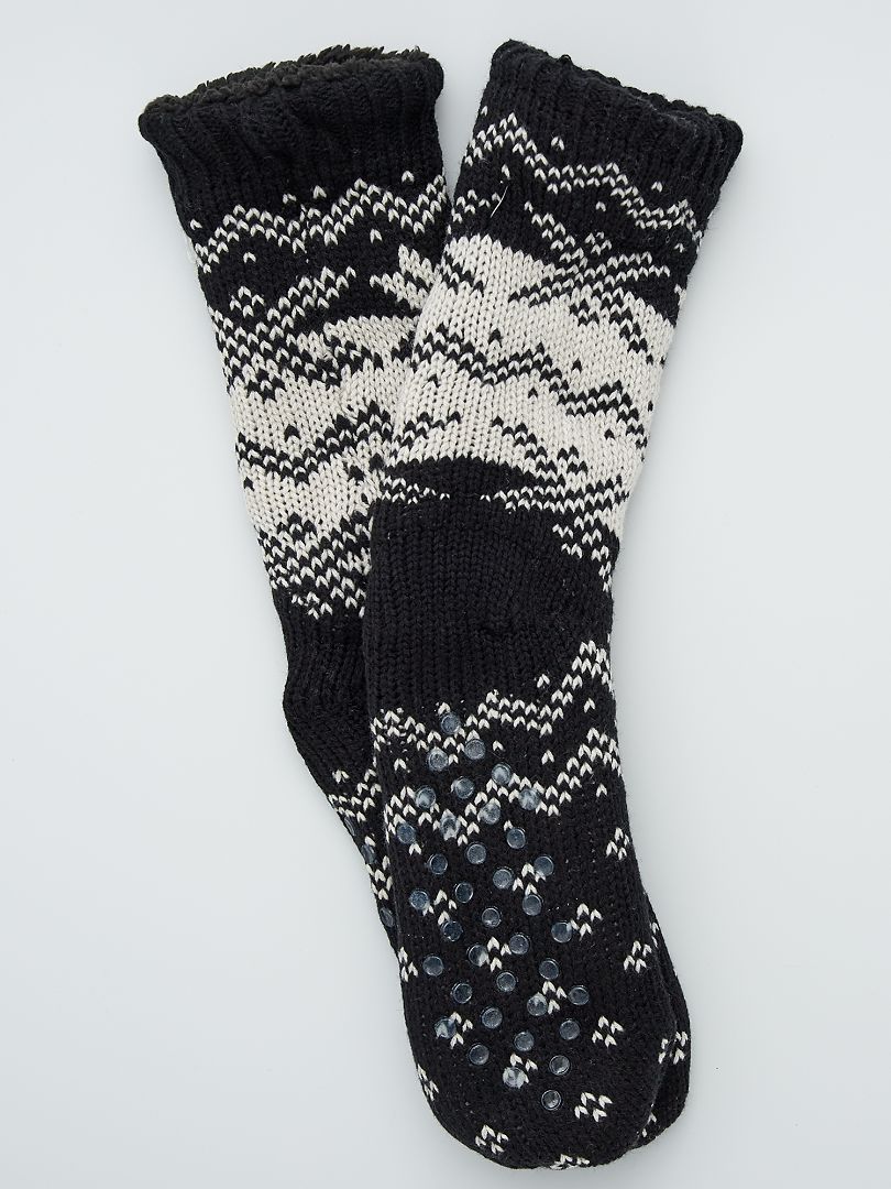 Chaussons chaussettes avec semelle en cuir - Multicolore - Kiabi - 6.90€