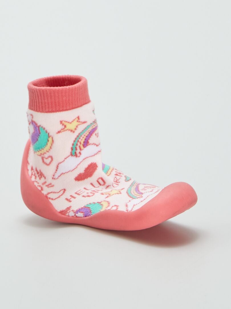 Chaussons chaussettes 'licorne' Rose - Kiabi