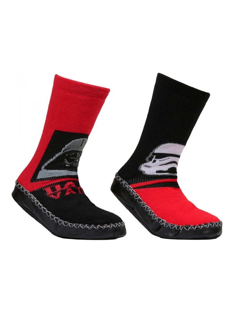 Chaussons chaussettes lot de 2 Star Wars Noir Rouge - Kiabi