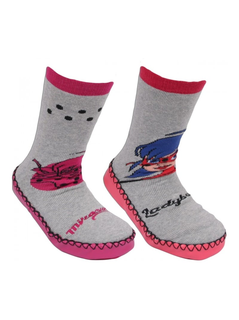 Chaussons chaussettes lot de 2 Zag Heroez Gris Rose Bleu - Kiabi