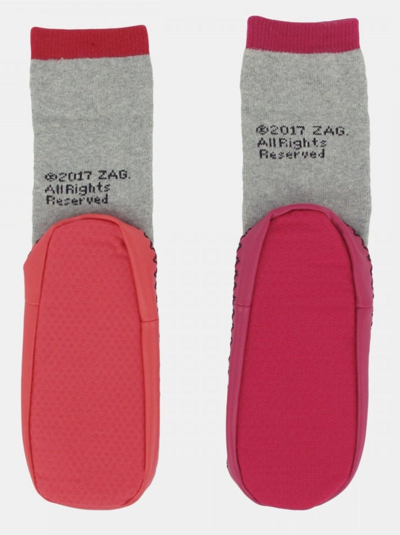 Chaussons chaussettes lot de 2 Zag Heroez Gris Rose Bleu - Kiabi