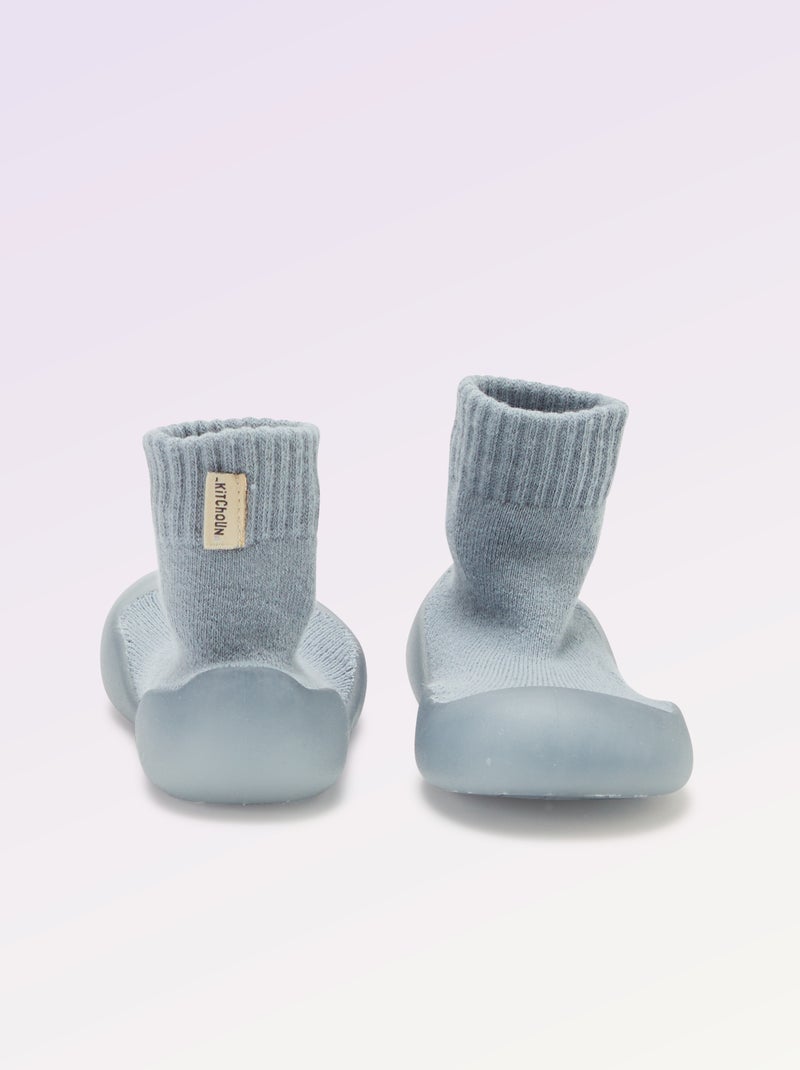 Chaussons chaussettes motricité 3 '1ers pas' - Kitchoun Bleu - Kiabi