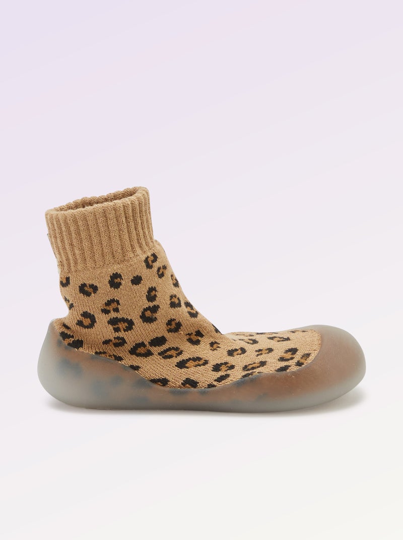 Chaussons chaussettes motricité 3 '1ers pas' - Kitchoun Léopard - Kiabi
