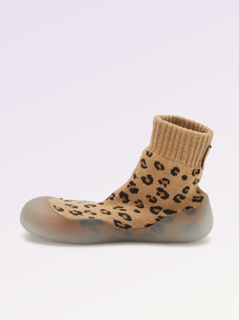 Chaussons chaussettes motricité 3 '1ers pas' - Kitchoun Léopard - Kiabi