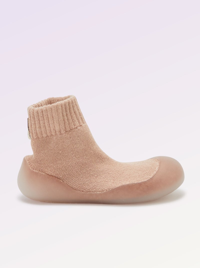 Chaussons chaussettes motricité 3 '1ers pas' - Kitchoun Rose - Kiabi