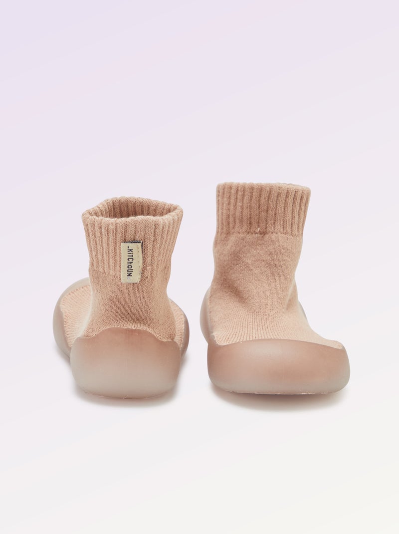 Chaussons chaussettes motricité 3 '1ers pas' - Kitchoun Rose - Kiabi