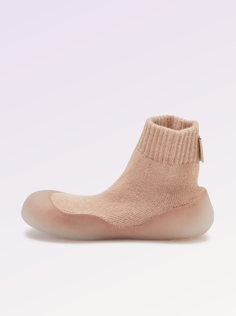 Chaussons chaussettes motricité 3 '1ers pas' - Kitchoun Rose - Kiabi