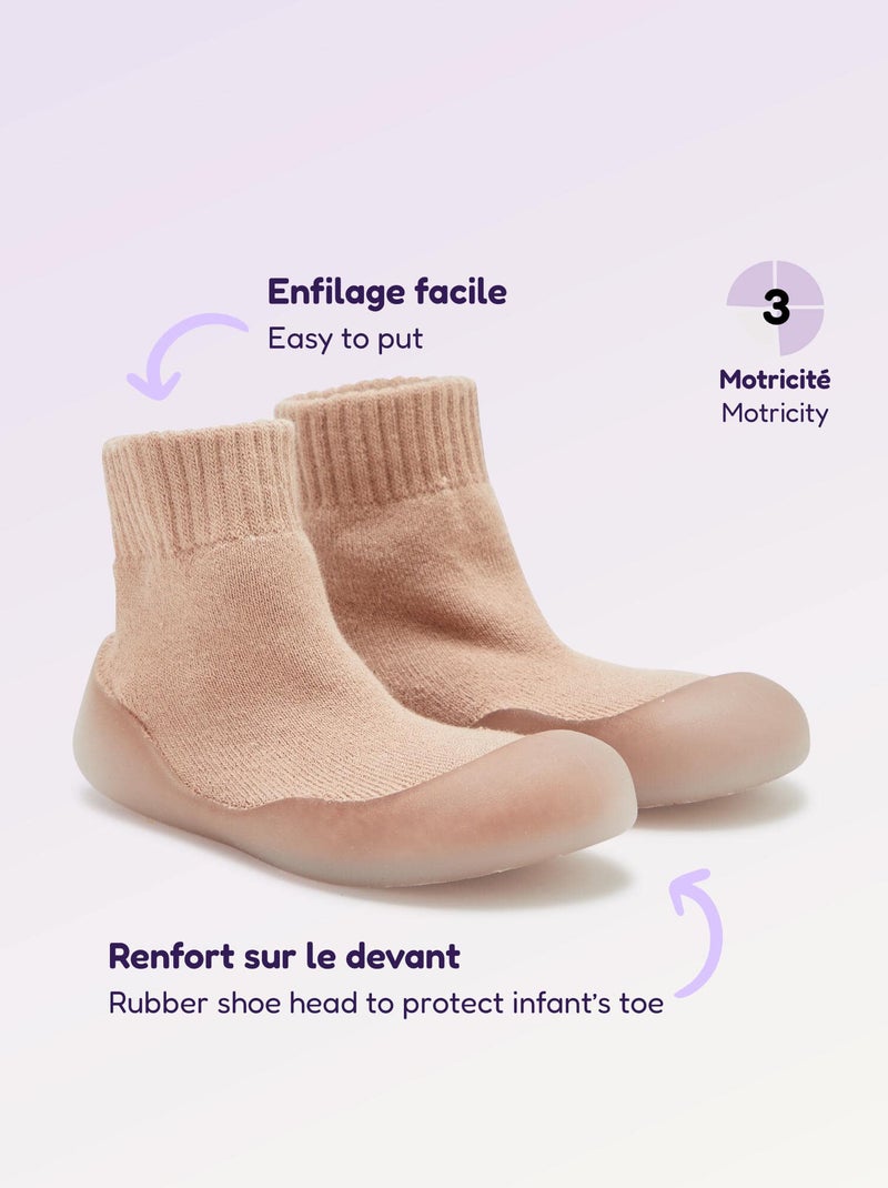 Chaussons chaussettes motricité 3 '1ers pas' - Kitchoun Rose - Kiabi