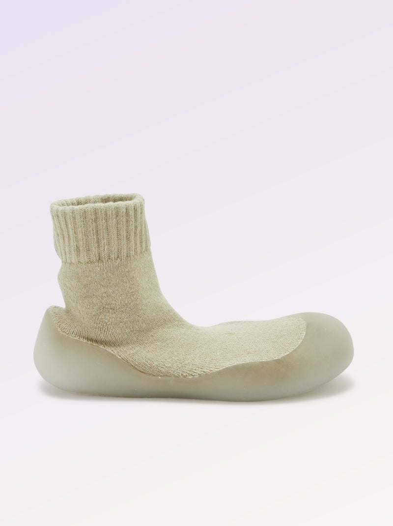 Chaussons chaussettes motricité 3 '1ers pas' - Kitchoun Vert - Kiabi
