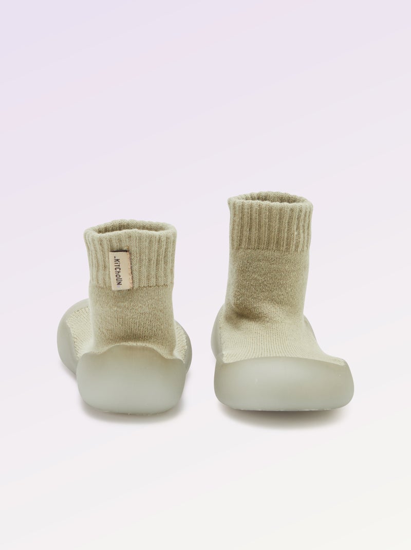 Chaussons chaussettes motricité 3 '1ers pas' - Kitchoun Vert - Kiabi