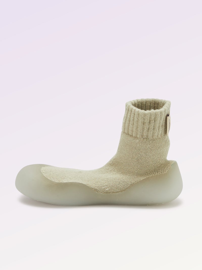 Chaussons chaussettes motricité 3 '1ers pas' - Kitchoun Vert - Kiabi