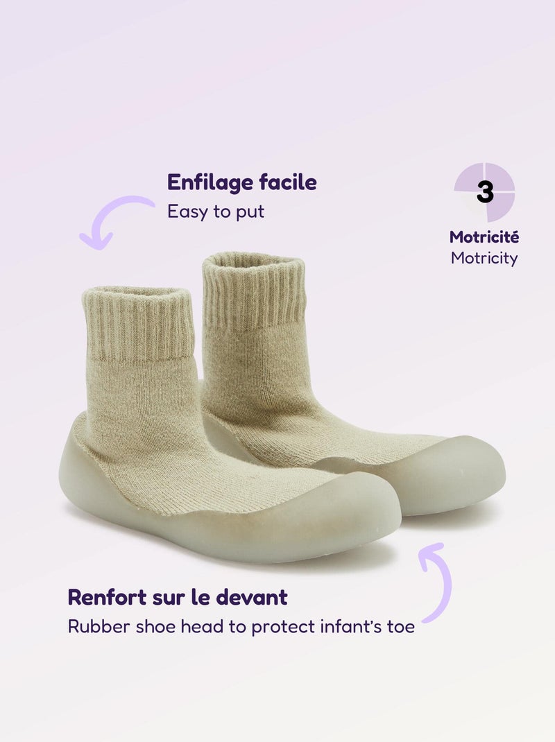 Chaussons chaussettes motricité 3 '1ers pas' - Kitchoun Vert - Kiabi
