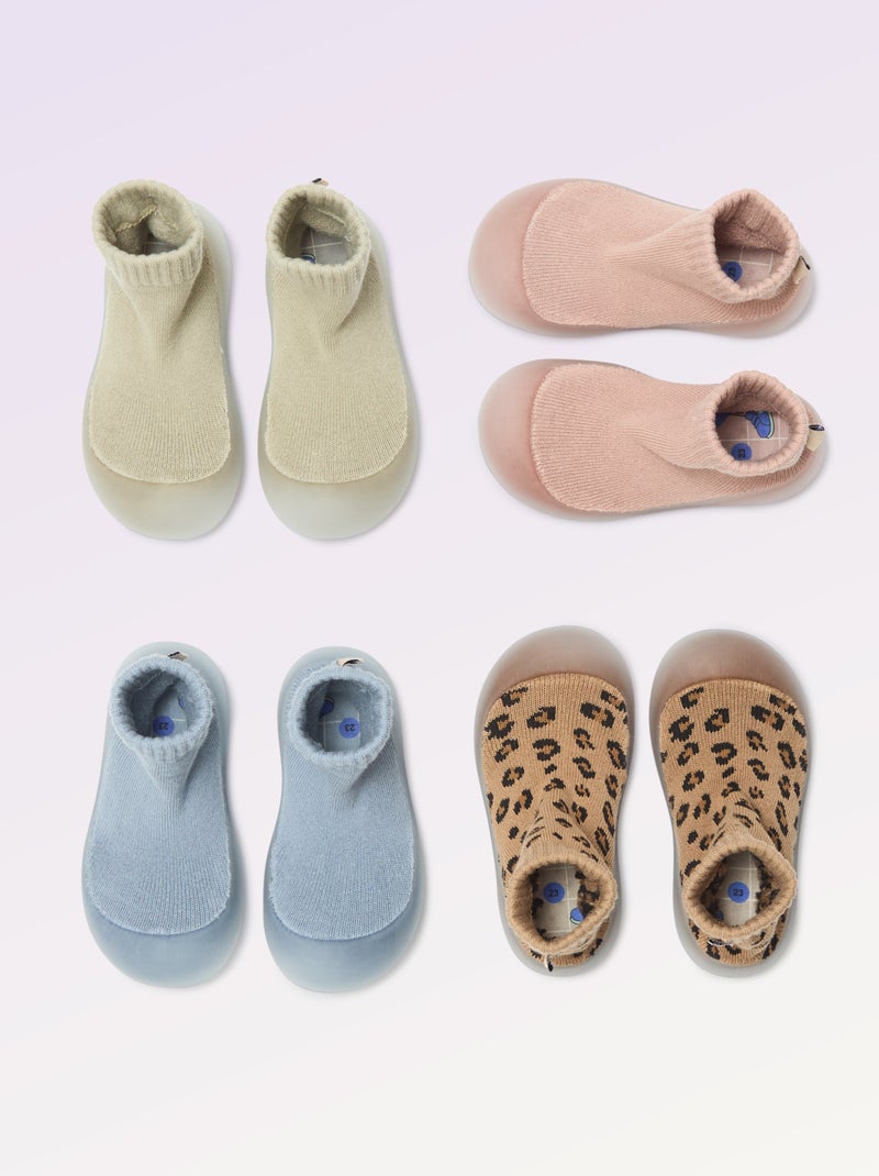 Chaussons chaussettes motricité 3 '1ers pas' - Kitchoun Vert - Kiabi
