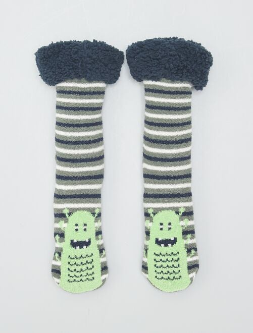 Chaussons-chaussettes avec semelles antidérapantes pour bébé fille 'Ours'  DISCOVER PERU - Beige foncé - Kiabi - 9.99€