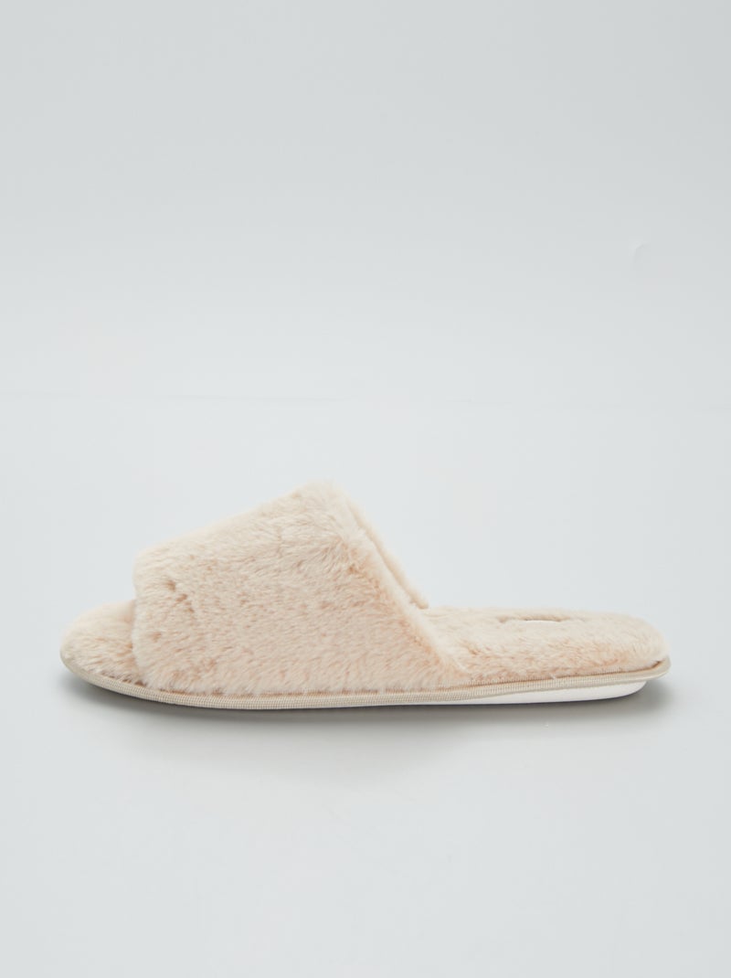 Chaussons claquettes fourrés Ecru - Kiabi