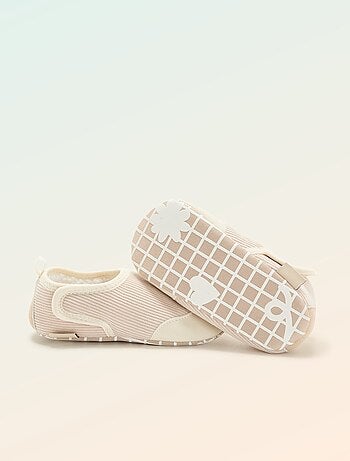 Kitchoun - Chaussons côtelés à scratchs -